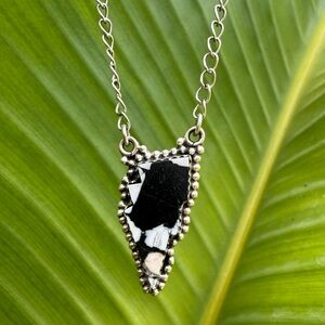 White Buffalo Lightening Bolt Sterling Silver Pendant Necklace